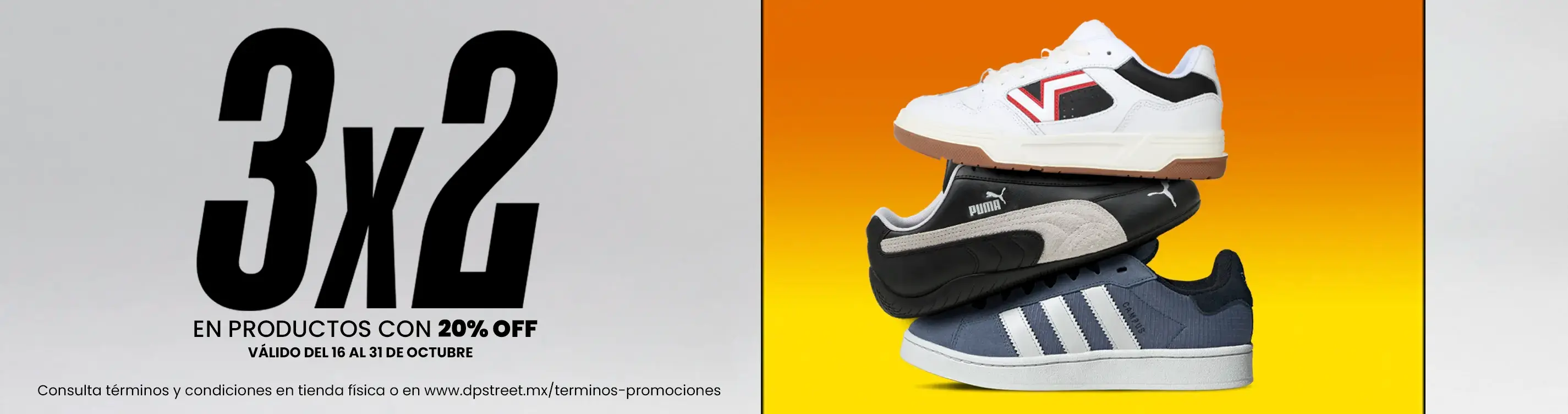 Promoción 3x2 en producto con 20% de descuento