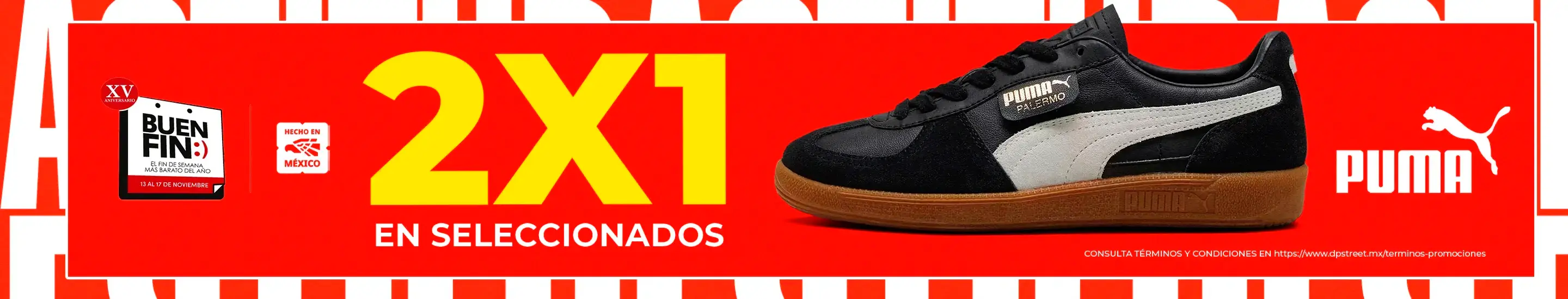 2x1 En producto seleccionado de la marca Puma