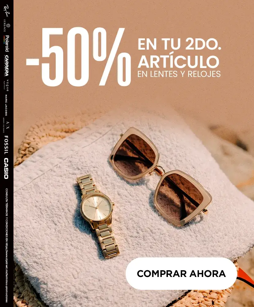 LPA - 50% en tu segundo artículo de lentes y relojes