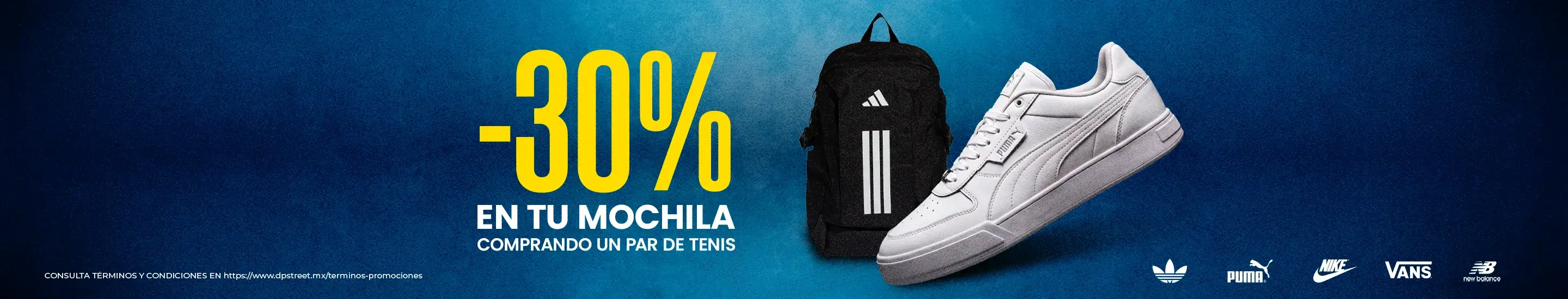 30% Off en tu mochila al comprar un par de tenis