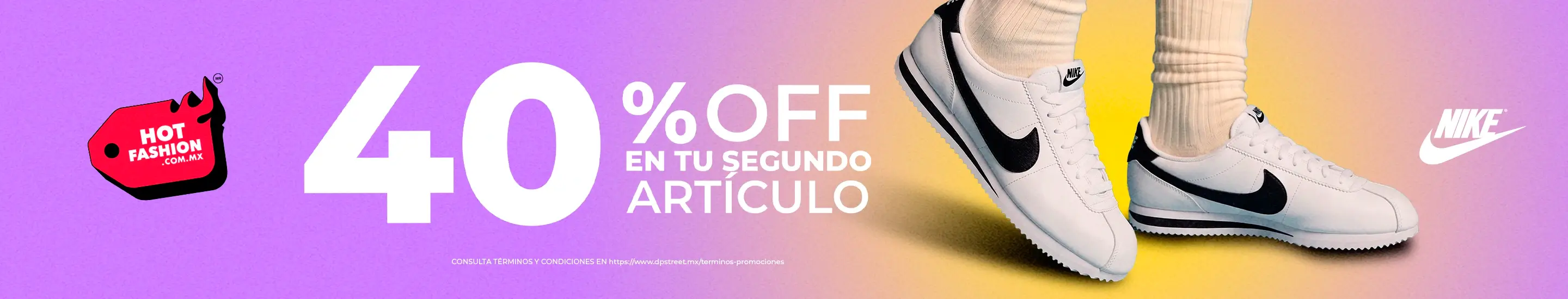 40% de descuento adicional en tenis, ropa y accesorios de la marca nike