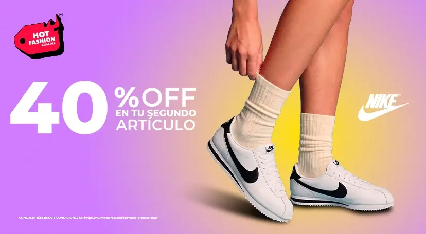 40% de descuento adicional en tenis, ropa y accesorios de la marca nike