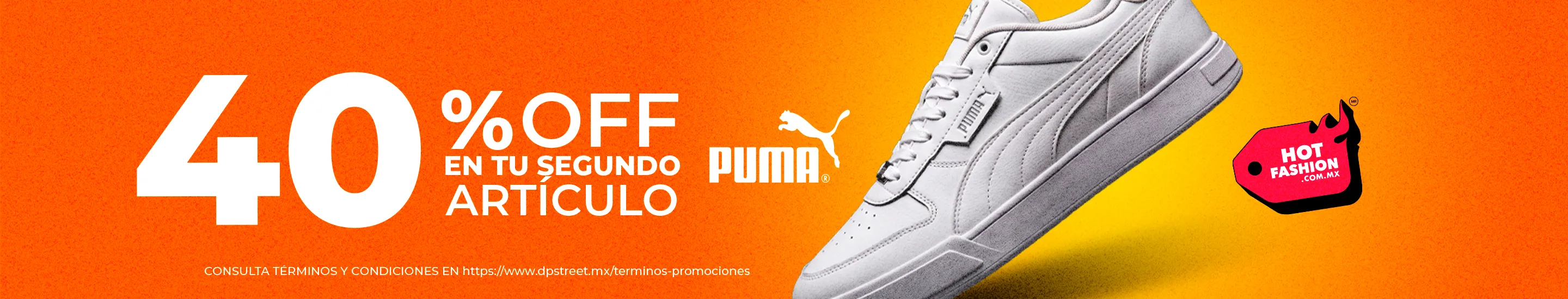 40% de descuento adicional en tenis, ropa y accesorios de la marca puma