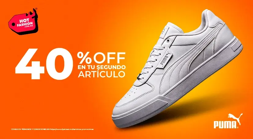 40% de descuento adicional en tenis, ropa y accesorios de la marca puma