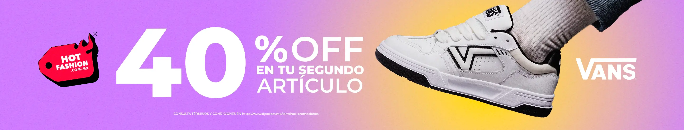 40% de descuento adicional en tenis, ropa y accesorios de la marca vans