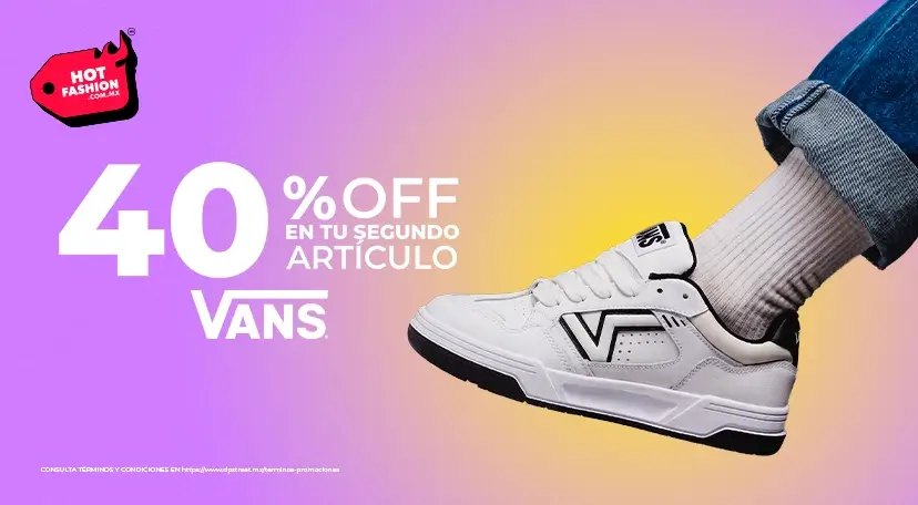 40% de descuento adicional en tenis, ropa y accesorios de la marca vans